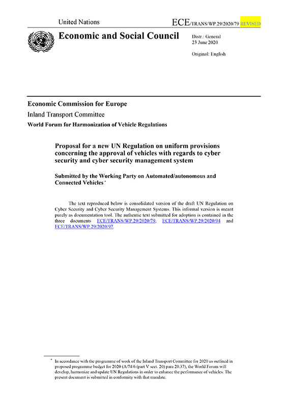 Proposal for a new UN Regulation on uniform provisions concerning the approval of vehicles