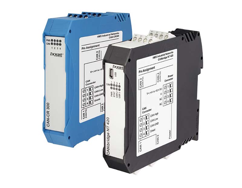 Ixxat products from HMS for CAN-based networking and device protection.