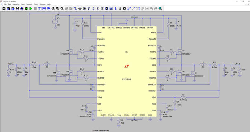 그림 3. LTspice는 GaN 기반 전원공급장치 설계에 유용한 시뮬레이션 도구를 제공한다
