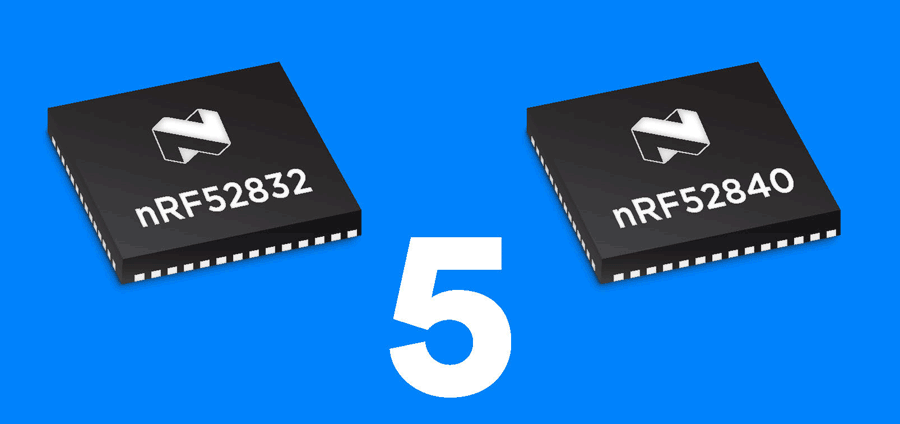 블루투스 5-레디 소프트웨어는 노르딕의 최신 nRF52840 및 nRF52832 SoC(System-on-Chip) 상에서 이용할 수 있다.