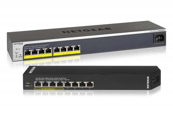 넷기어, PoE(Power over Ethernet)를 지원하고 8개의 기가비트 포트가 내장된 웹관리형 플러스 스위치
